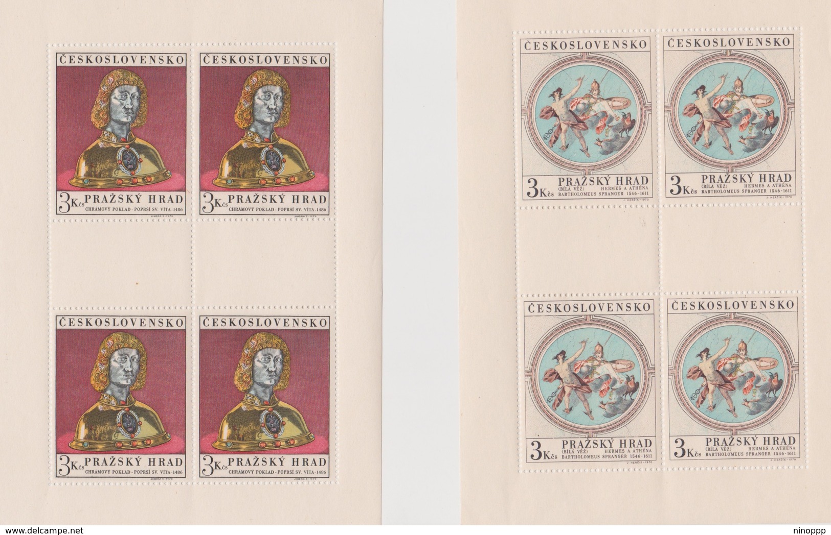 Czechoslovakia Scott 1689-1690 1970 Prague Castle Art, Sheetlets, Mint Never Hinged - Blocks & Sheetlets