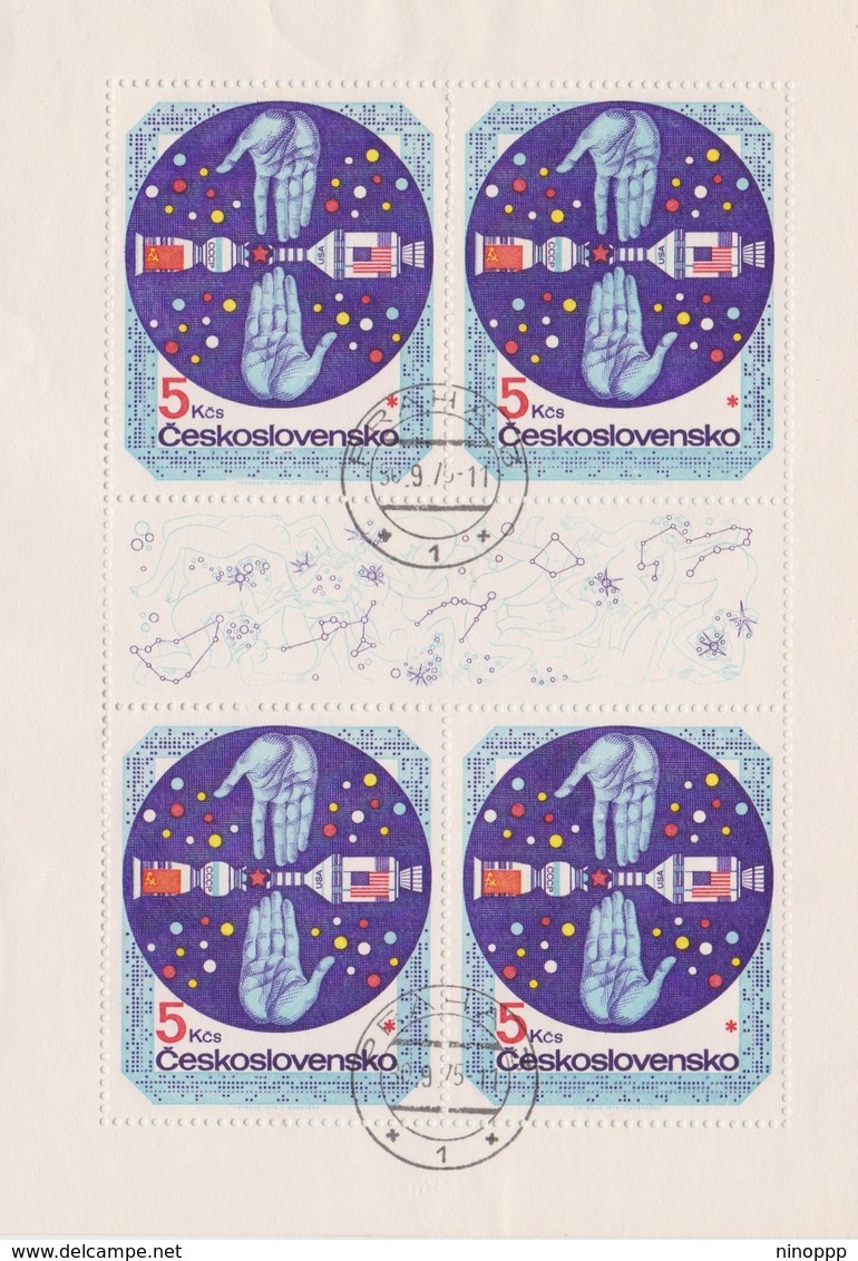 Czechoslovakia Scott 2028 1975 Space Research International Cooperation, Sheetlets, Used - Blocks & Sheetlets