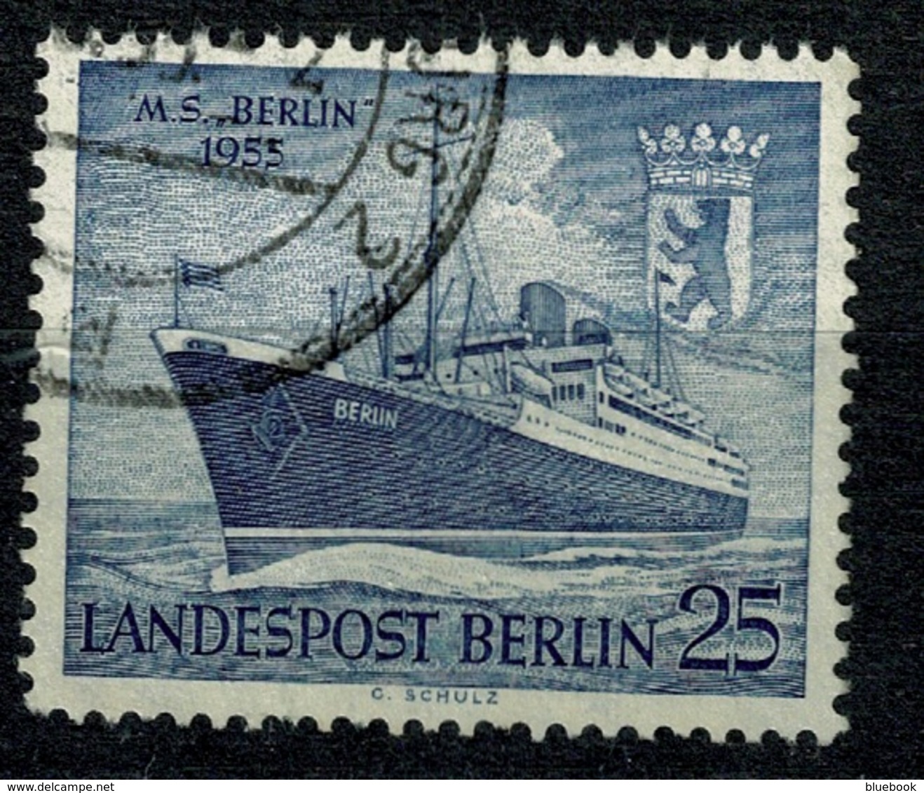 Ref 1270 - 1955 Germany Berlin SG B124 - 25pf M.S. Berlin Liner Ship - Very Fine Used Stamp - Used Stamps