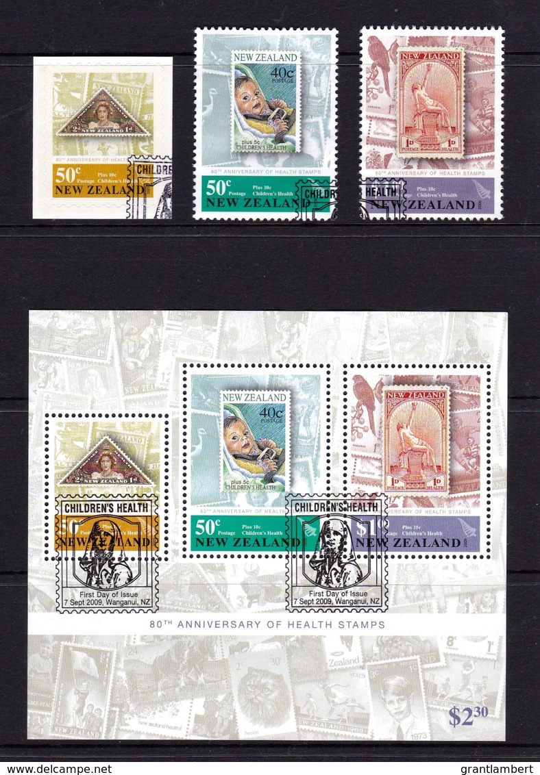 New Zealand 2009 Children's Health 80 Years Set Of 3 + Minisheet Used - Used Stamps