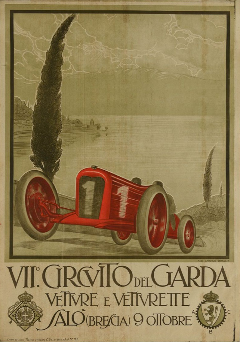 Car Automobile Grand Prix Postcard Saló (Brescia) Circuito Del Garda 1939 - Reproduction - Pubblicitari