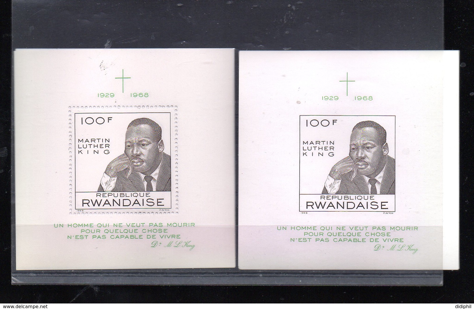 RWANDA BLOCS 12 + ND** SUR MARTIN LUTHER KING  LE NON DENTELE EST PEU COURANT - Neufs