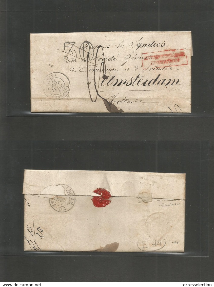 France. 1871 (11 July) Templeuve - Netherlands, Amsterdam. Unfranked EL Full Text, Taxed + Inssuficient, Depart Cds. Fin - Other & Unclassified