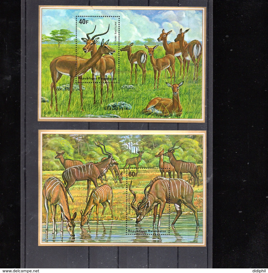 RWANDA BLOCS 45/46** SUR L ANTILOPE IMPALA ET LE GRAND KOUDOU - Neufs