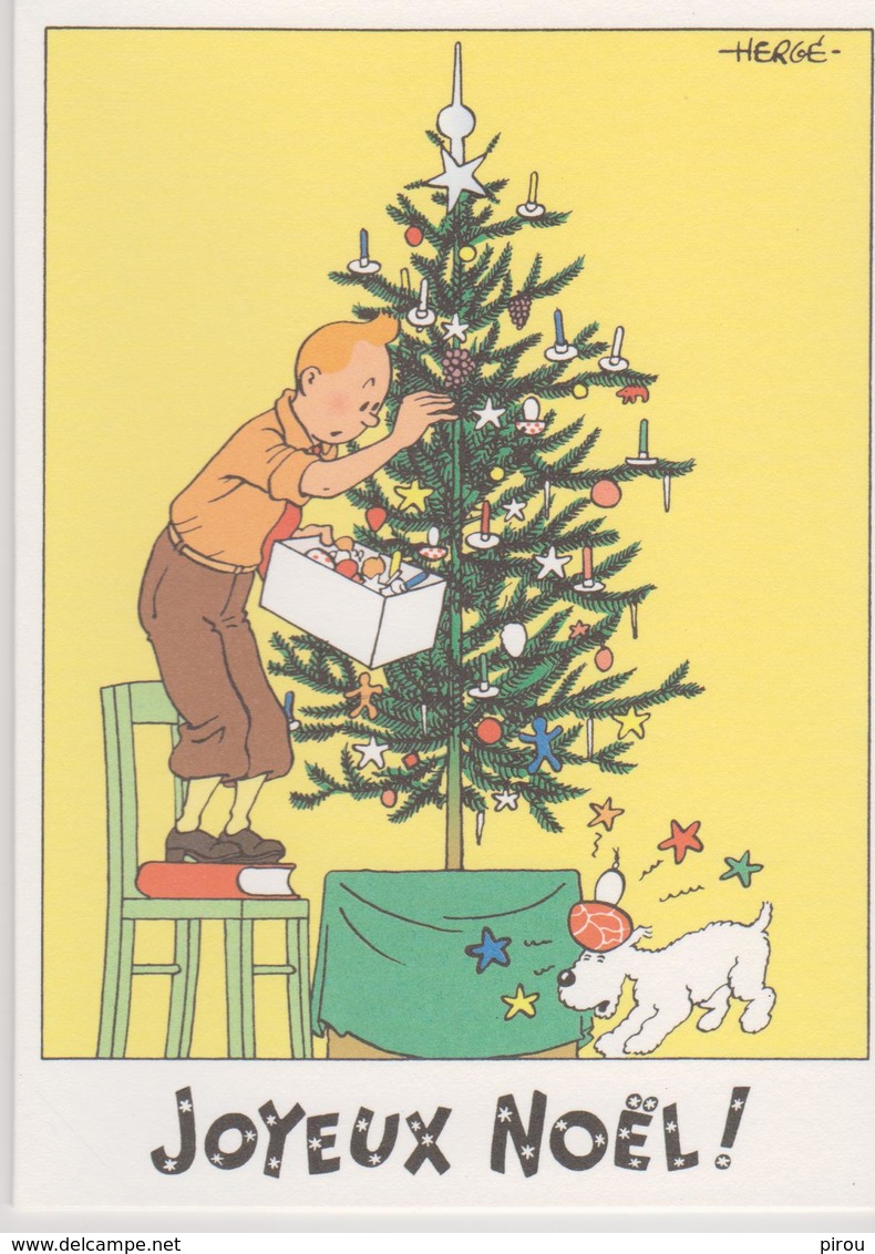 TINTIN ( Carte 2 Volets ) " JOYEUX NOEL  " - Bandes Dessinées