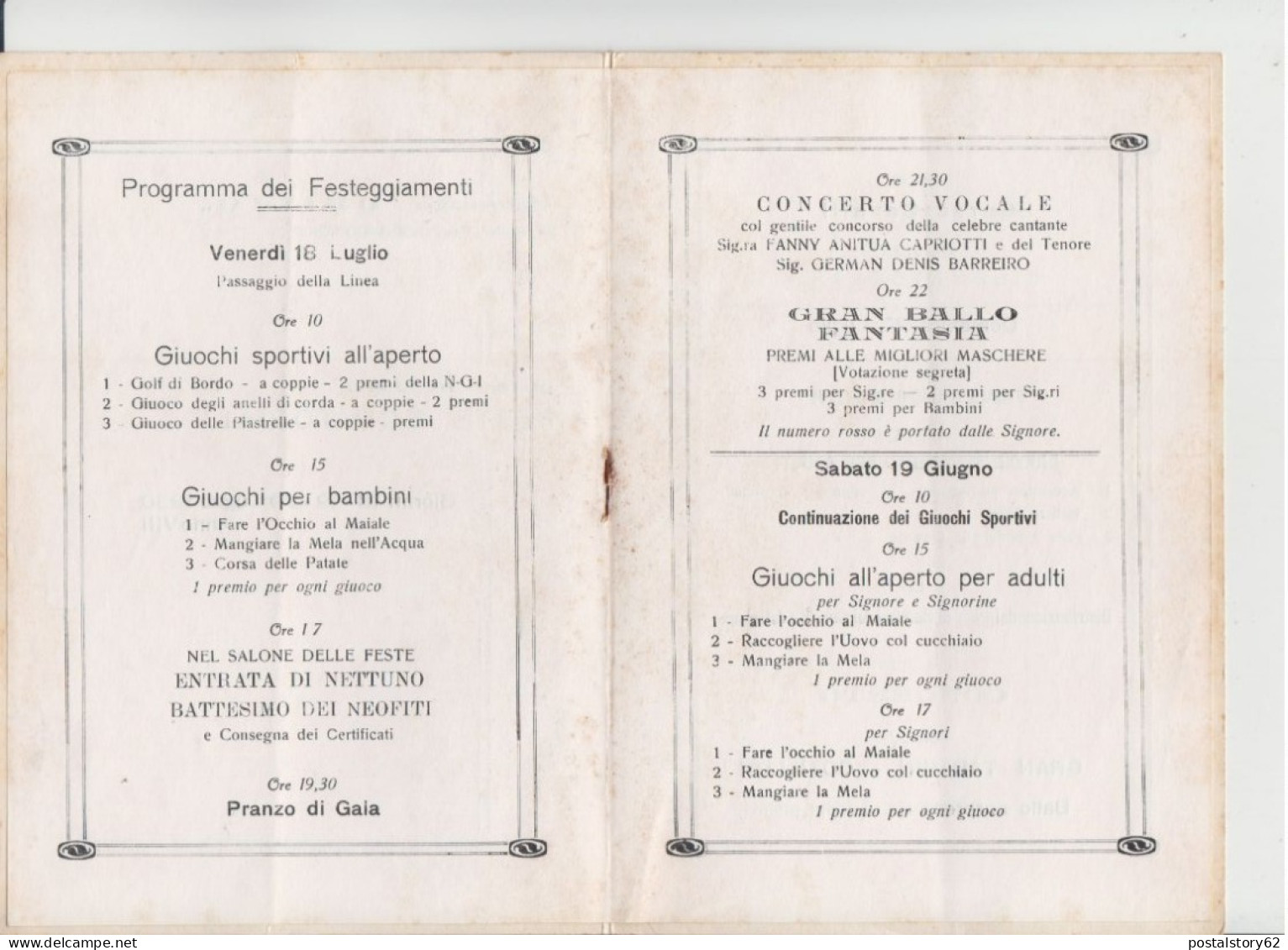 Libretto Pubblicitario Piroscafo " Duilio " Classe Di Lusso. Feste Equatoriali. Luglio 1930 - Dépliants Turistici