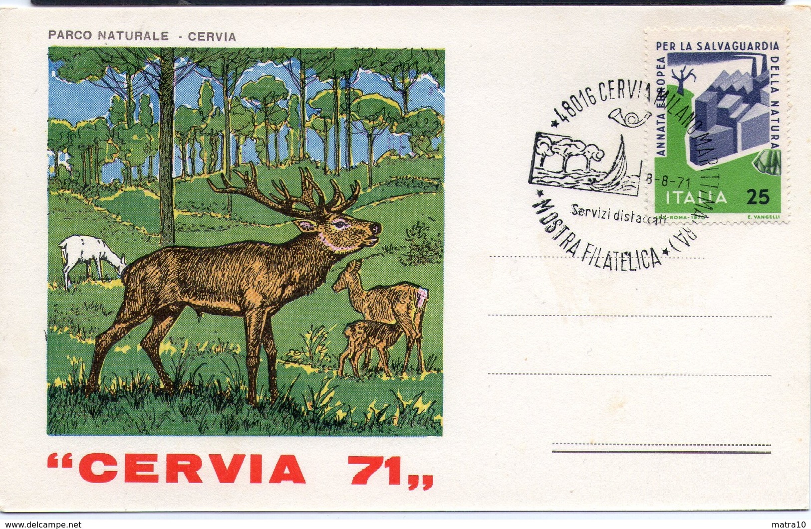 CERVIA 1971 MOSTRA FILATELICA CERVO CERF DEER PARCO NATURALE AMBIENTE MILIEU - Autres & Non Classés