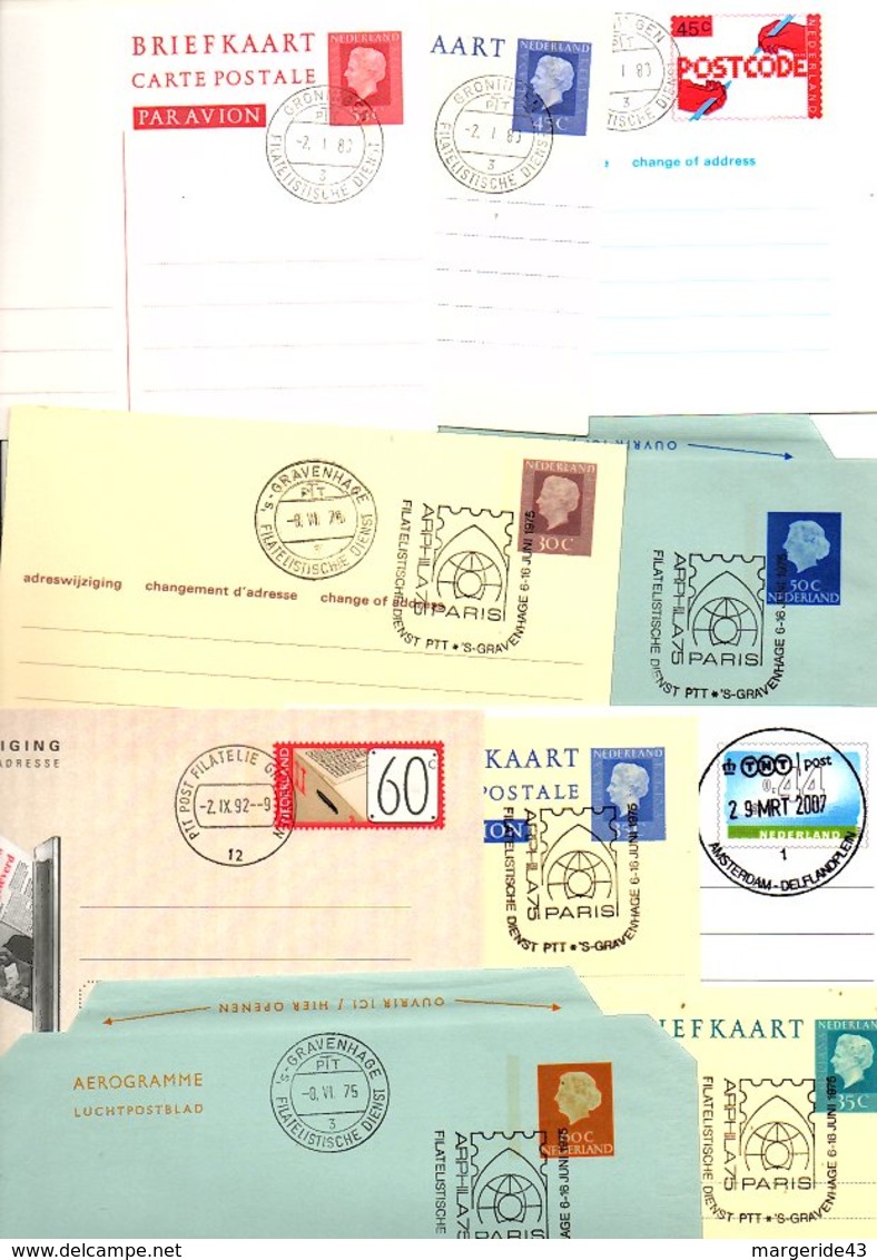 PAYS BAS NEDERLAND MARCOPHILIE LOT D'ENTIERS ET AEROGRAMMES FDC POIDS 26 GRAMMES - Vrac (max 999 Timbres)