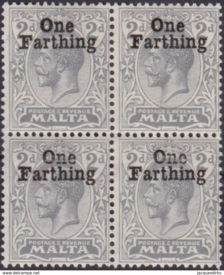 Malta   .   SG      .    122  Blok Van 4        .    *  .    Ongebruikt Met Plakker    .   /    .    Mint Hinged - Malta (...-1964)