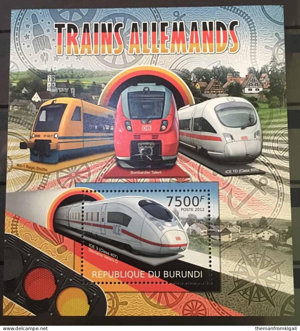 Burundi Stamp Mini Sheet A&B (German Trains) - Verzamelingen