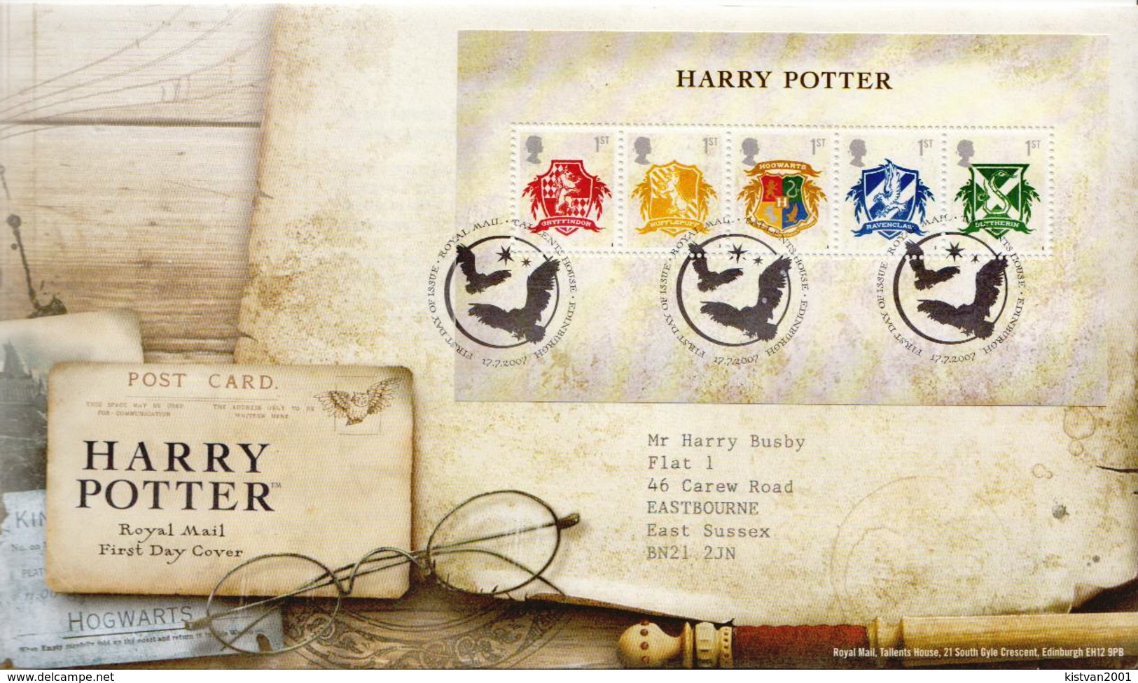 Great Britain Harry Potter Set And SS On 2 FDCs - Fairy Tales, Popular Stories & Legends