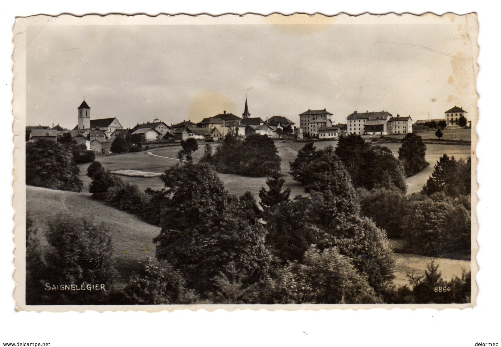 CPSM Photo Saignelégier Jura Suisse Vue Générale Eglise éditeur Perrochet à Lausanne - Saignelégier