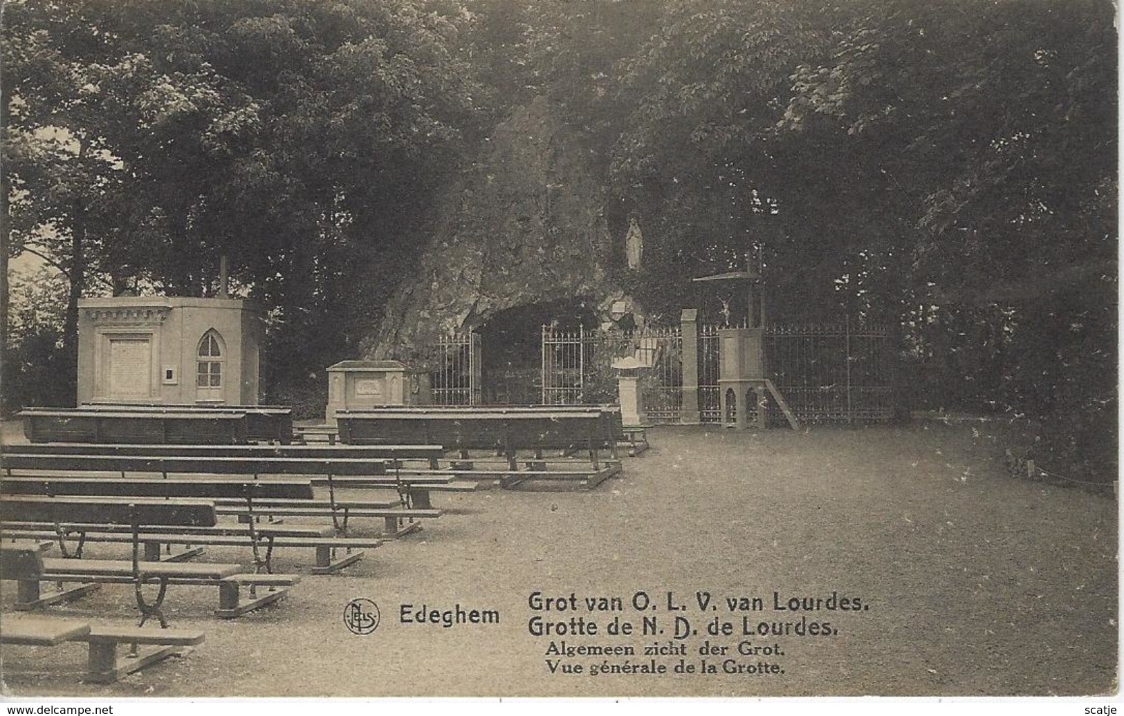 Edeghem.   -   Grot Van O.L.V. Van Lourdes.   -   Naar  Borsbeeck  1920  -  RELAIS STEMPEL! - Edegem