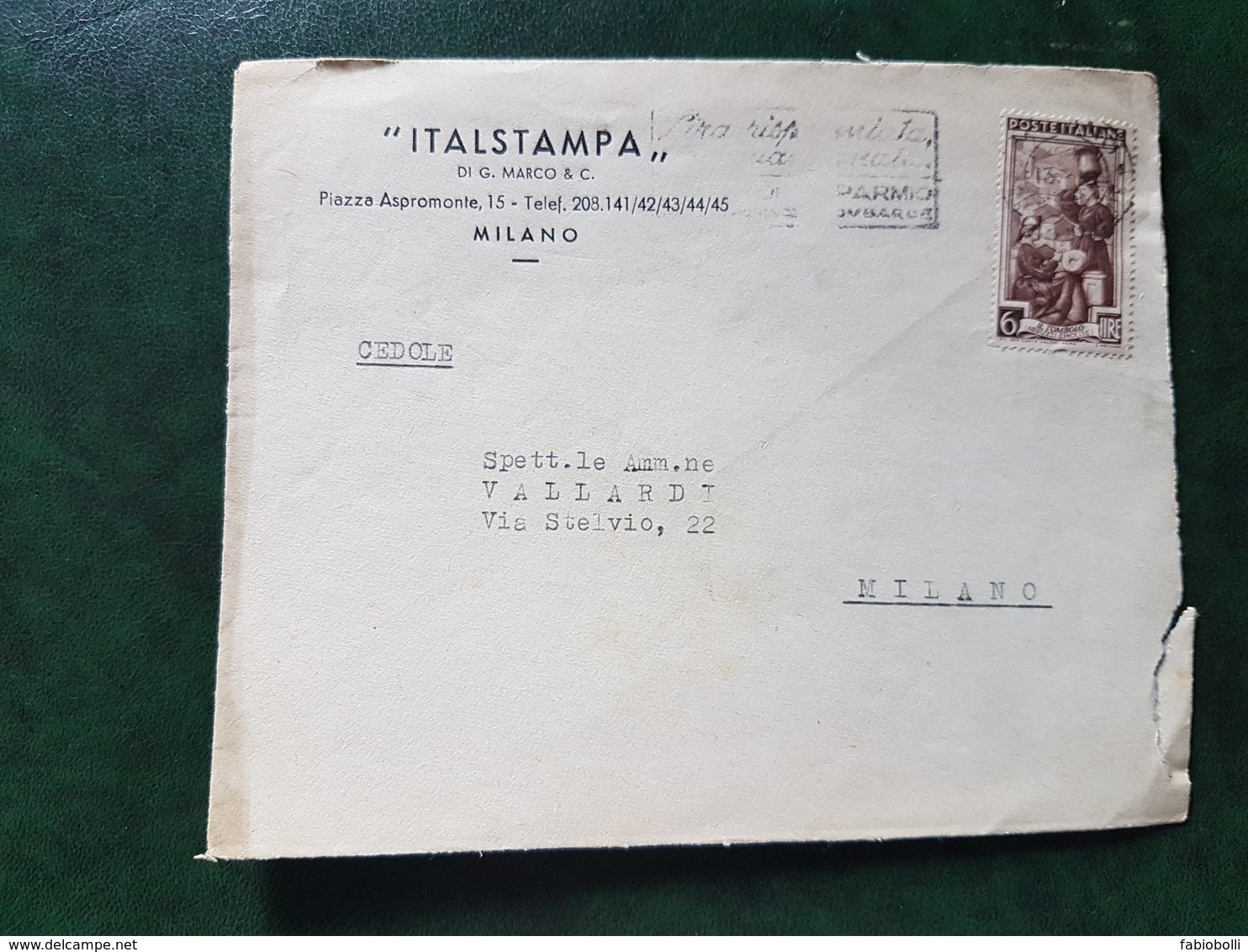 (16425) FRONTESPIZIO STORIA POSTALE ITALIA 1951 - 1946-60: Storia Postale