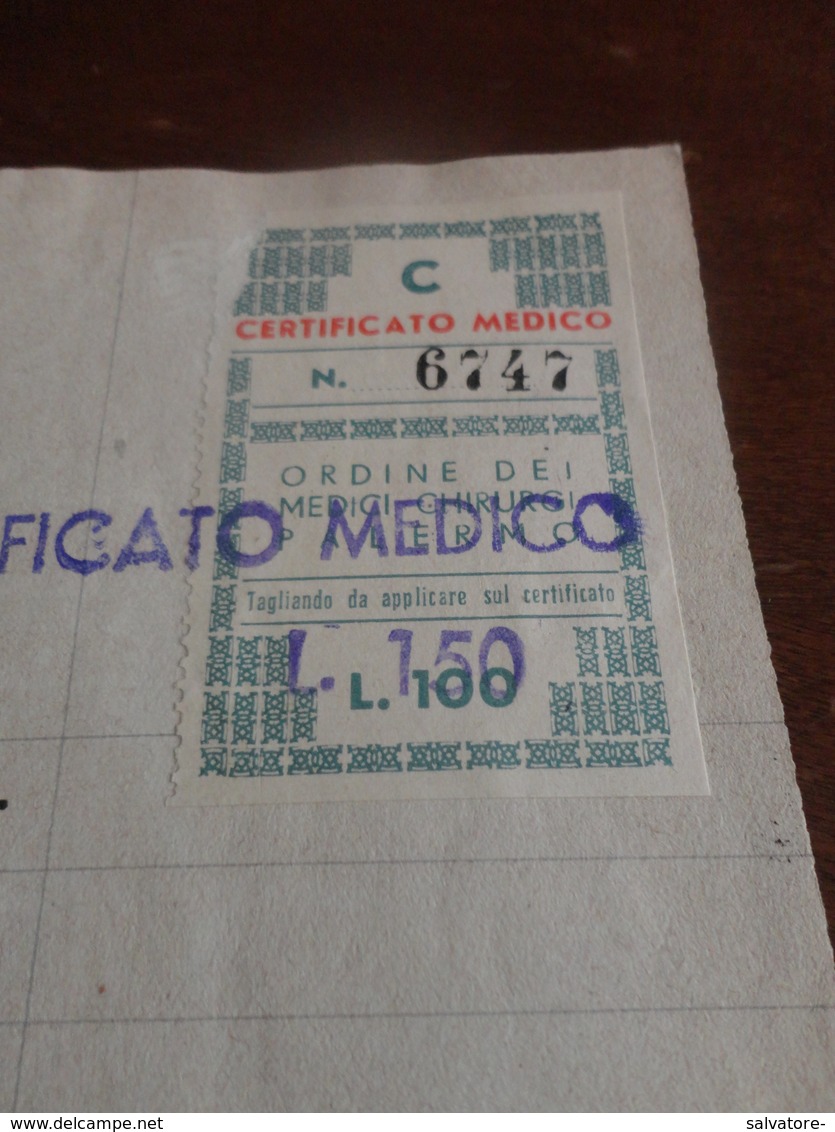 MARCA DA BOLLO ORDINE DEI MEDICI CHIRURGI DI PALERMO LIRE  100 SOPRASTAMPATO LIRE 150 + ALTRE 3 -1946 - Steuermarken