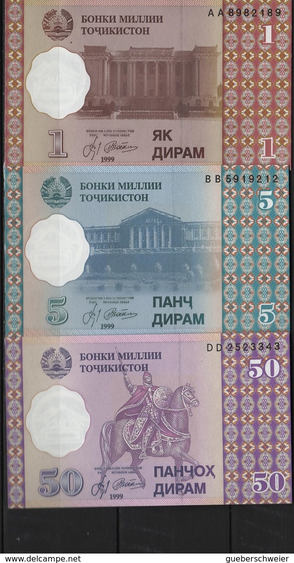 B 121 - TADJIKISTAN Lot De 3 Billets De 1999 état Neuf 1er Choix - Tadjikistan