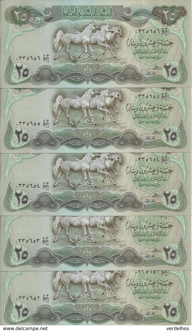 IRAK 25 DINARS 1982 AUNC P 72 ( 5 Billets ) - Iraq