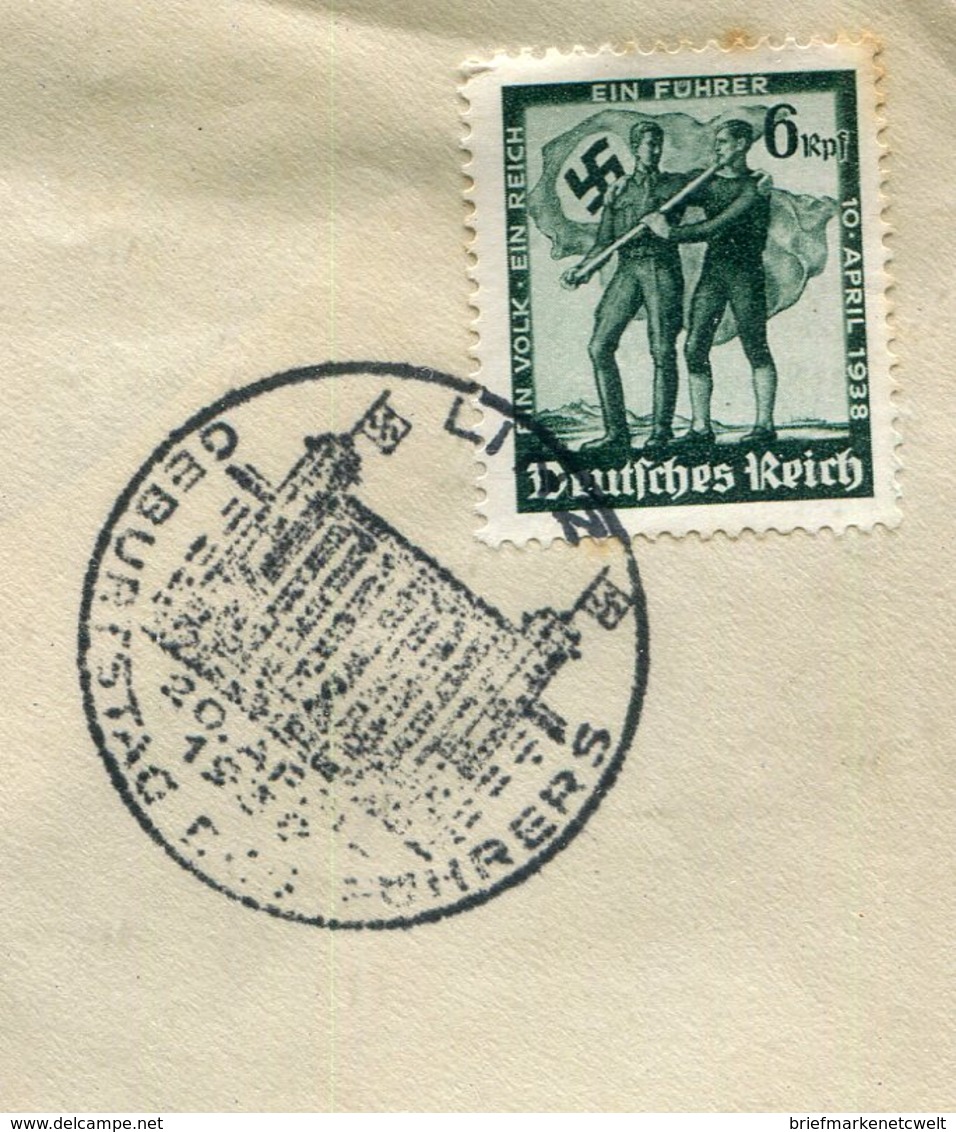 Deutsches Reich / 1938 / So-Stempel Linz "Geburtstag Des Fuehrers" U.weiterer Stempel Roma "Fuehrer-DVX" A.Brief (7080) - Franking Machines (EMA)