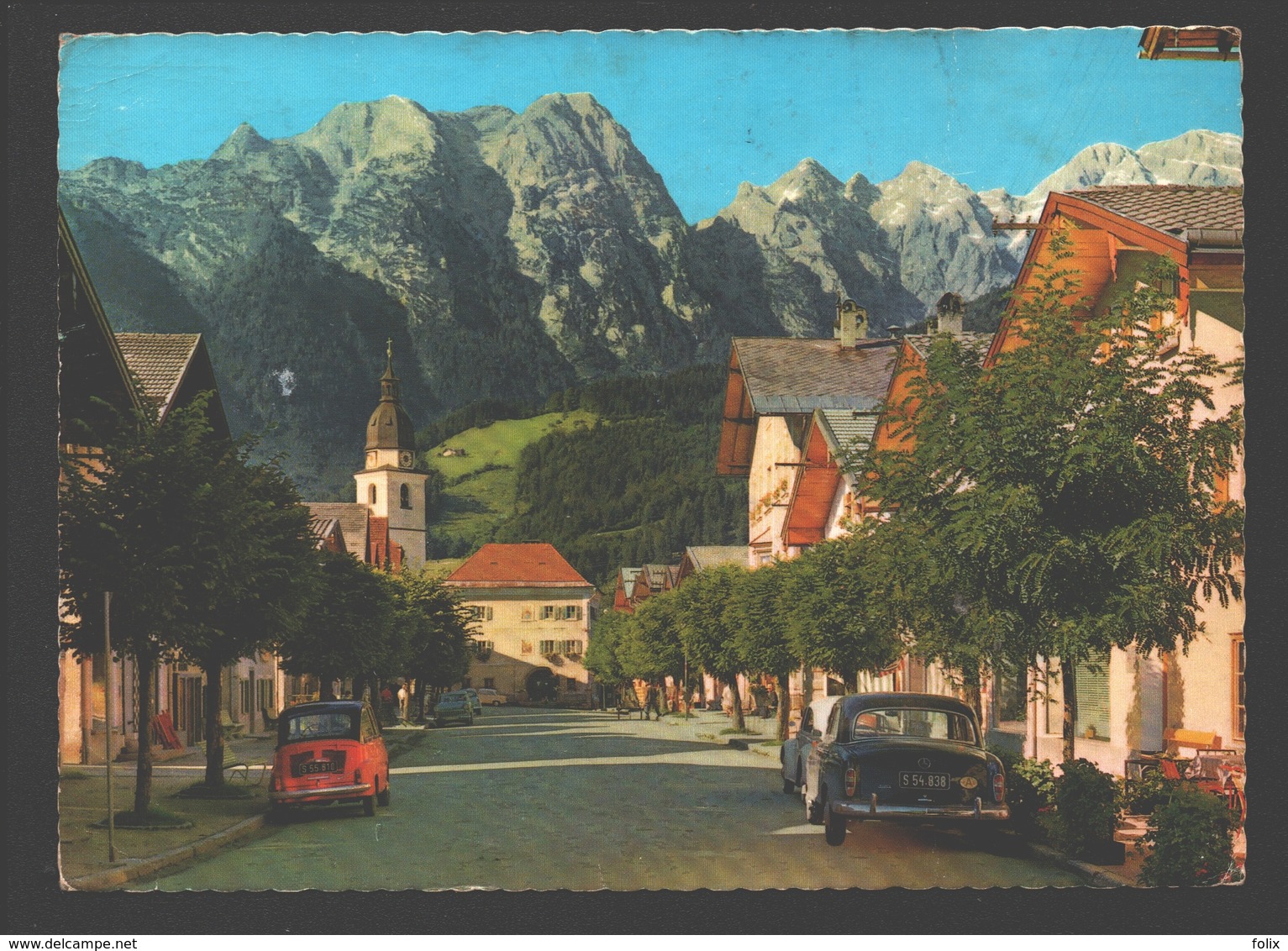 Kuchl - Marktstrasse Gegen Den Hohen Göll - Vintage Car / Auto Mercedes, Fiat 500 - Kuchl