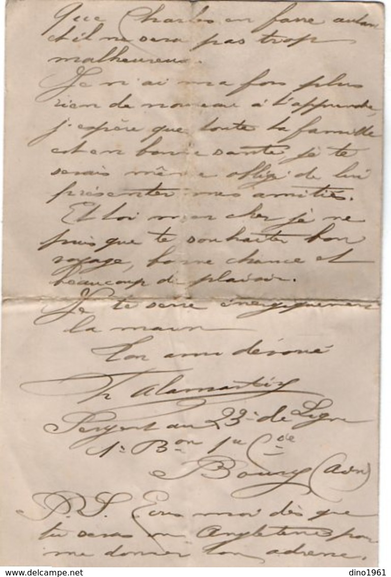 VP14.461 - MILITARIA - 5 Lettres Du Soldat ALAMARTINE Au 23 ème De Ligne .....à BOURG ( Ain ) - Documenti