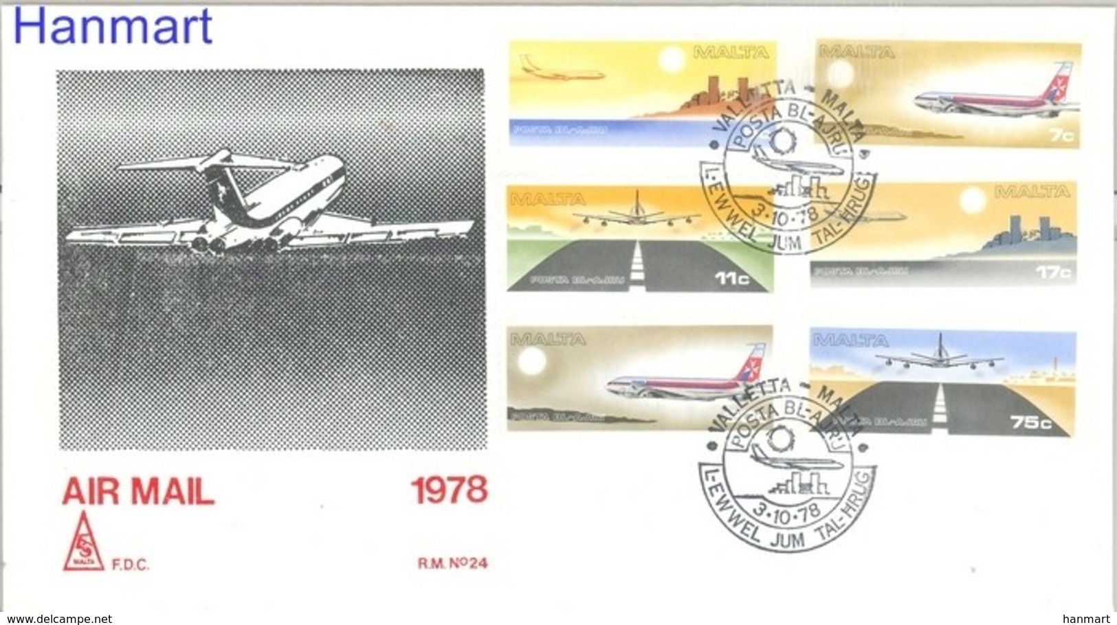 Malta 1978 Mi 574-579 FDC ( FDC ZE2 MLT574-579 ) - Airplanes