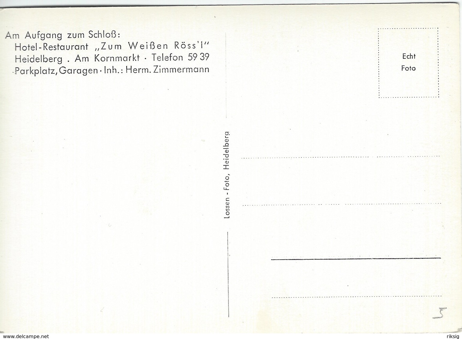 Hotel - Restaurant "Zum Weißen Röss`l "  Germany.  B-3537 - Hotels & Restaurants