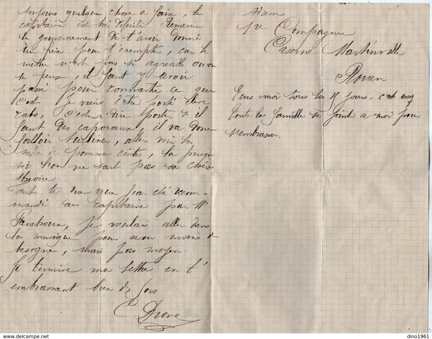 VP14.462 - MILITARIA - 4 Lettres Du Soldat Charles DIONE Au 20 ème Bataillon De Chasseurs ...à ROUEN - Documents