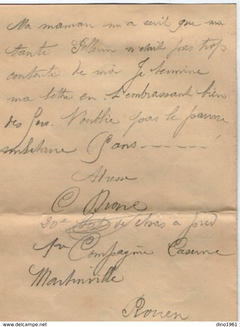 VP14.462 - MILITARIA - 4 Lettres Du Soldat Charles DIONE Au 20 ème Bataillon De Chasseurs ...à ROUEN - Documenten