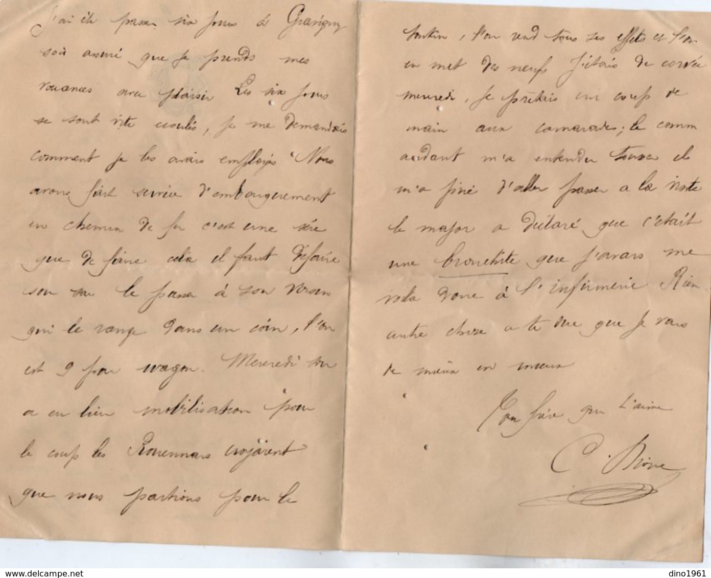 VP14.462 - MILITARIA - 4 Lettres du Soldat Charles DIONE au 20 ème Bataillon de Chasseurs ...à ROUEN