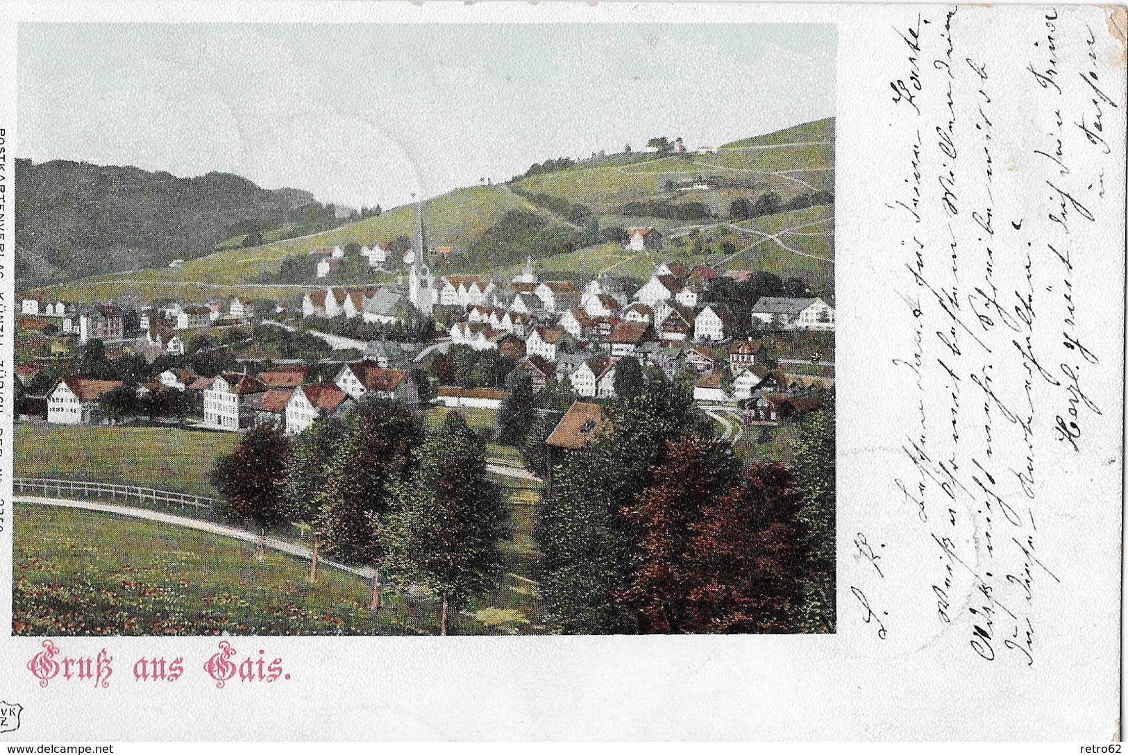 GRUSS AUS GAIS → Generalansicht Lithokarte Anno 1901 - Gais