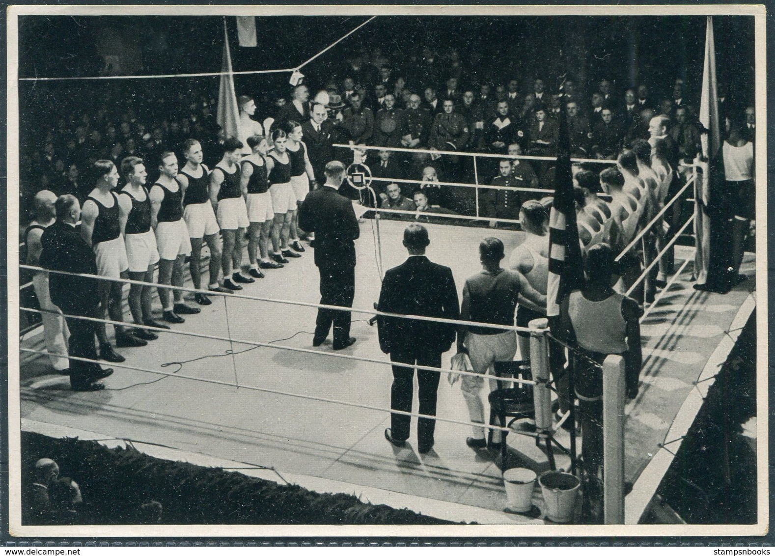 1936 Germany Berlin Olympics Olympia Sammelwerk 13 Bild 145 Gruppe 55 Boxing Germany Poland Essen - Trading Cards