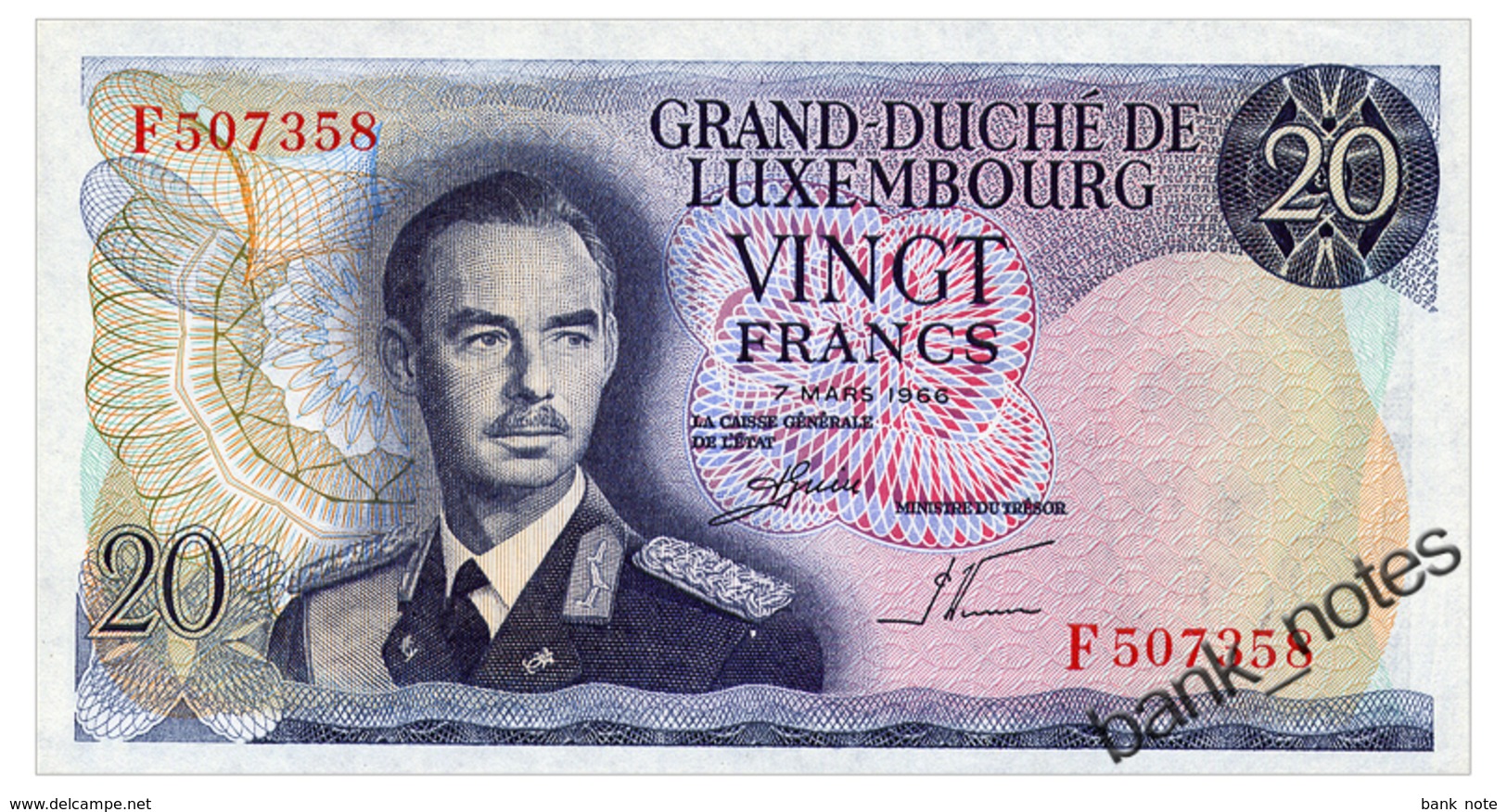 LUXEMBOURG 20 FRANCS 1966 Pick 54 Unc - Luxembourg