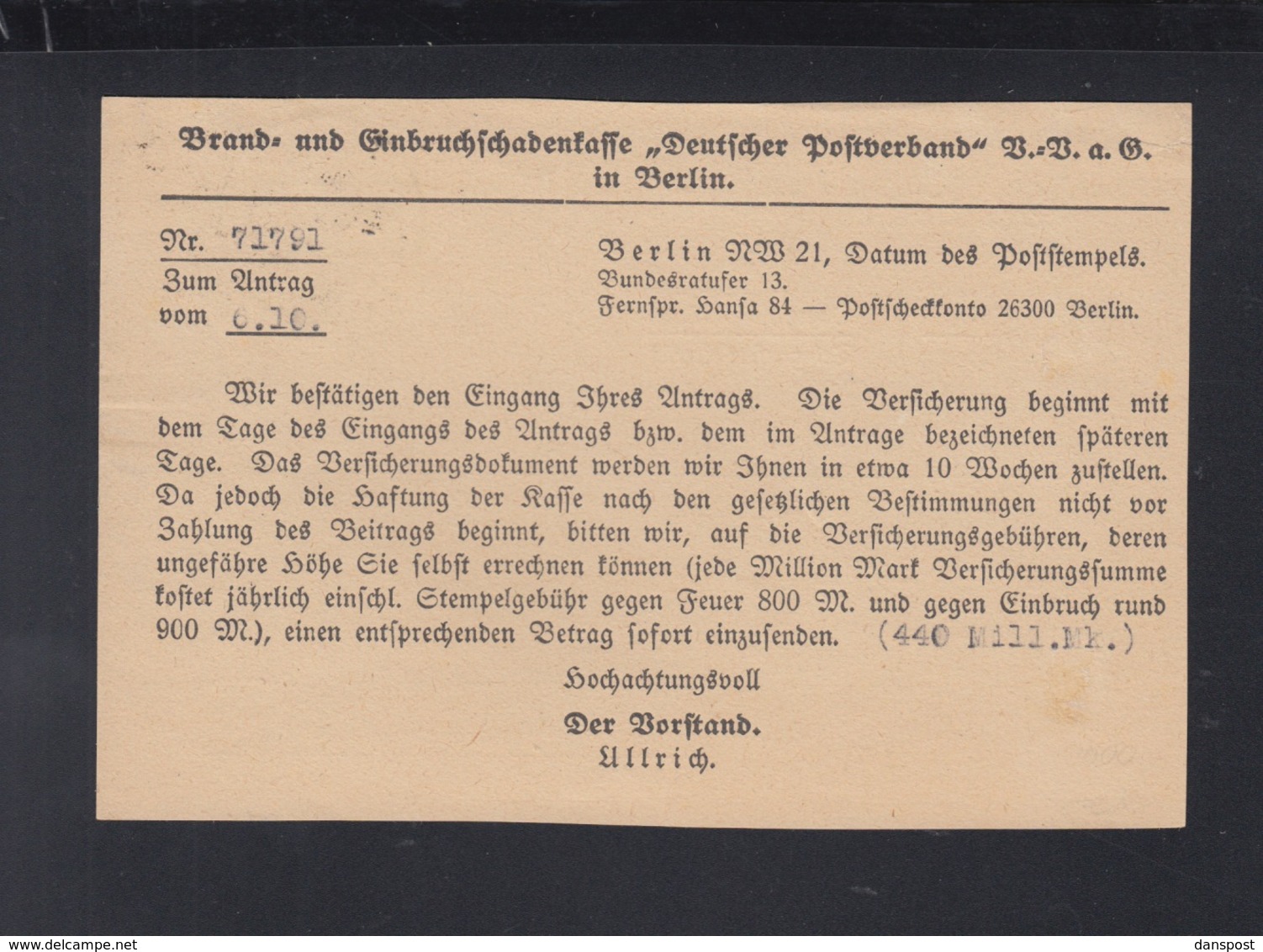 Dt. Reich Drucksache 1923 Berlin Nach Ulm - Briefe U. Dokumente