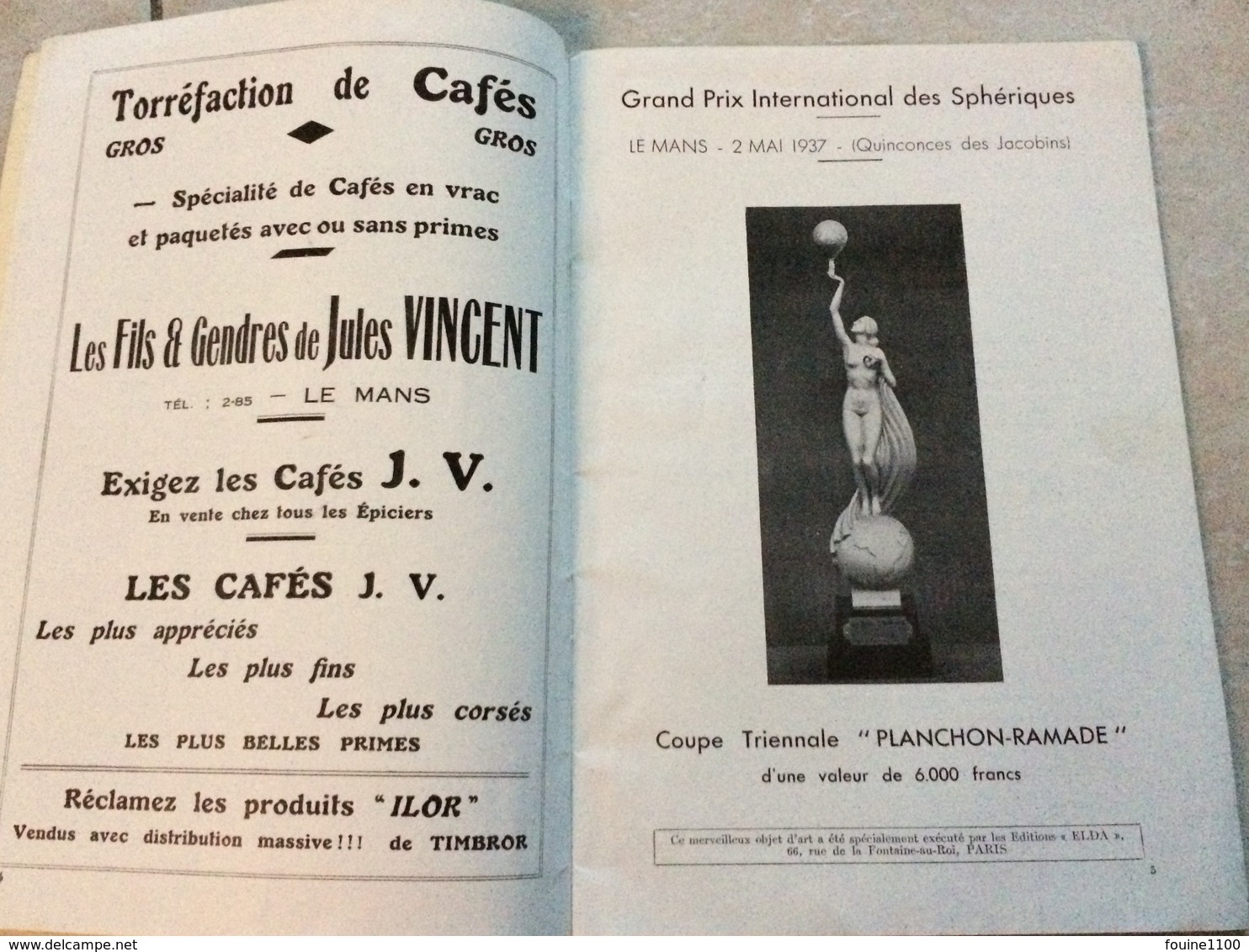 Programme 2 Mai 1937 VILLE DU MANS Grand Prix International Des Spériques Coupe Triennale Planchon Ramade Montgolfier - Programmes