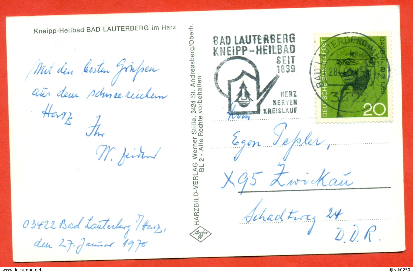 Germany 1969. Postcard Passed The Mail With Special Concellation. - Mahatma Gandhi