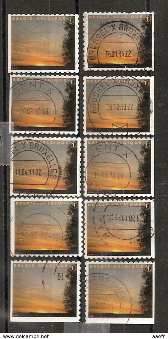 Belgique 2010 - Timbre De Deuil - Petit Lot De 10 Timbres° De Carnet C 109 - 4 Différents - Non Classés