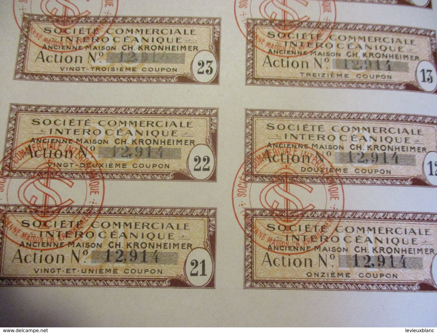 Action De 500 Francs Au Porteur / Société Commerciale Interocéanique/Chaix/ PARIS/1916      ACT161 - Schiffahrt