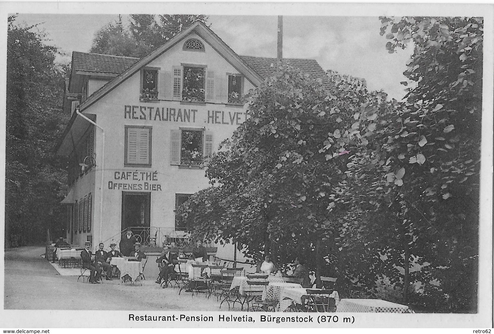 BÜRGENSTOCK → Restaurant-Pension Helvetia Mit Touristen Im Gartenrestaurant Ca.1925 ►RAR◄ - Sonstige & Ohne Zuordnung