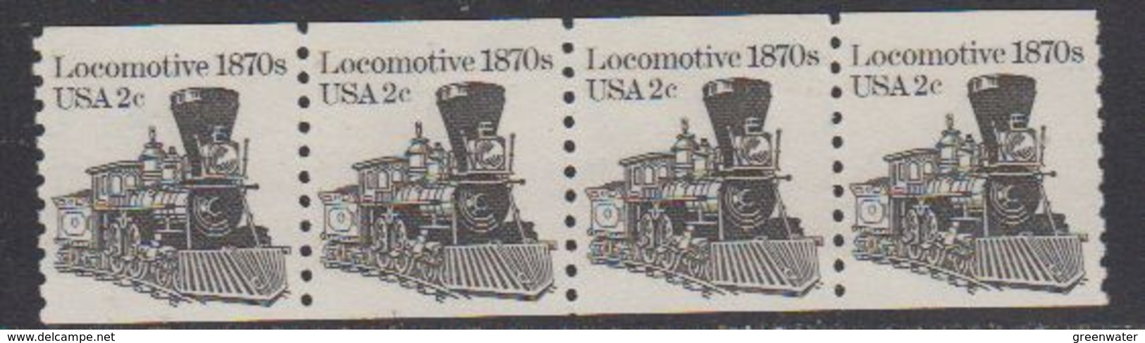 USA 1982 Locomotive 1870 (coil) 1v Strip Of 4 ** Mnh (41800E) - Ongebruikt