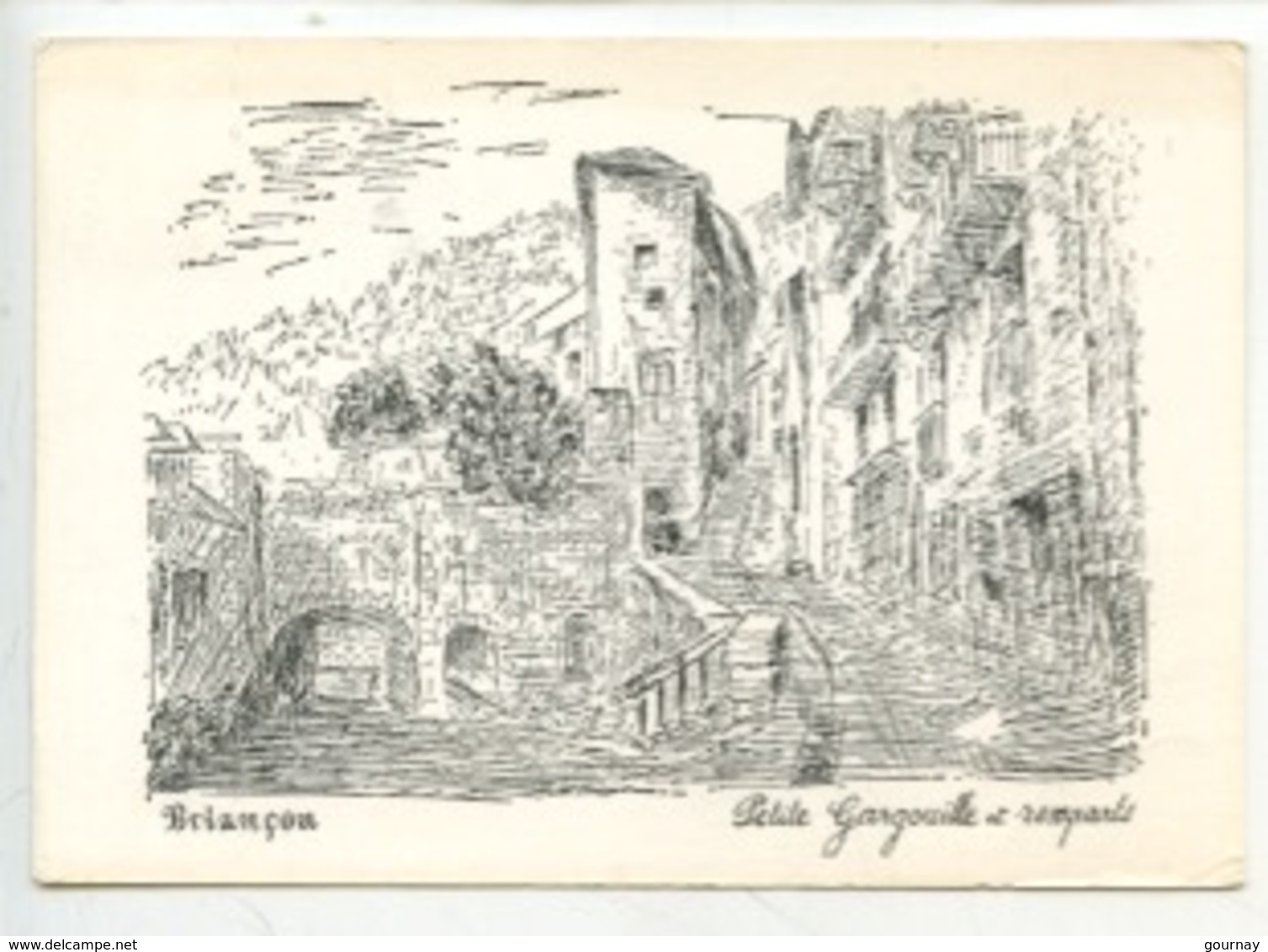 Briançon : Petite Gargouille Et Remparts (gravure, Dessin à La Plume) éd Des Santons - Briancon