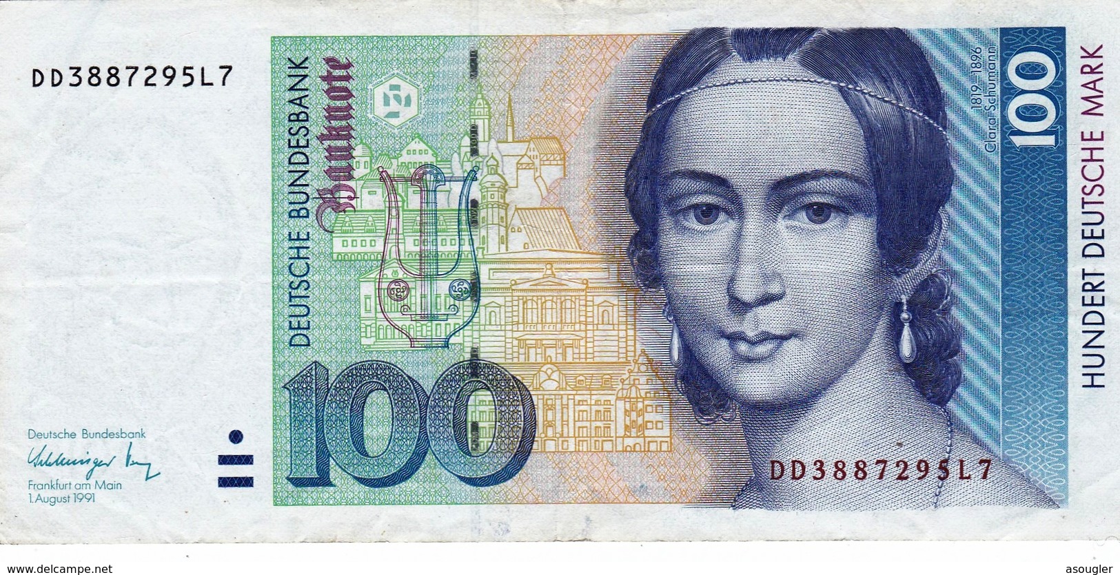 GERMANY 100 MARK 1991 VF P-41b (free Shipping Via Registered Air Mail) - 100 DM