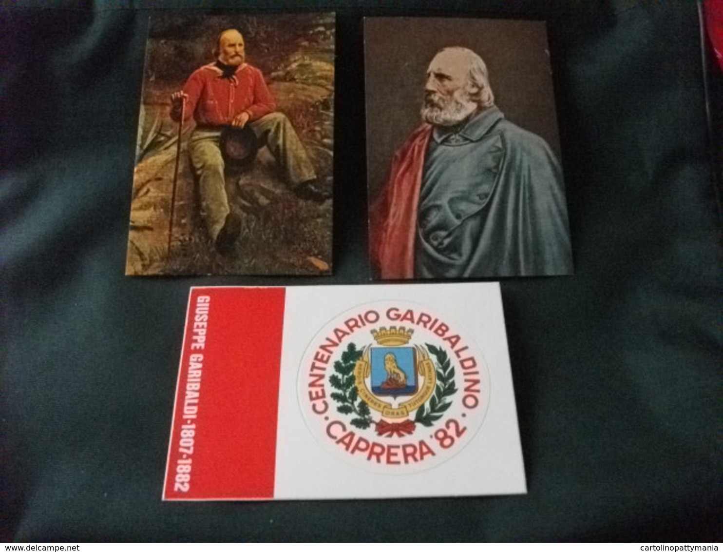 MAXIMUM CARD GIUSEPPE GARIBALDI RITRATTO E CARTOLINA CENTENARIO AUTOADESIVA - Politicians & Soldiers