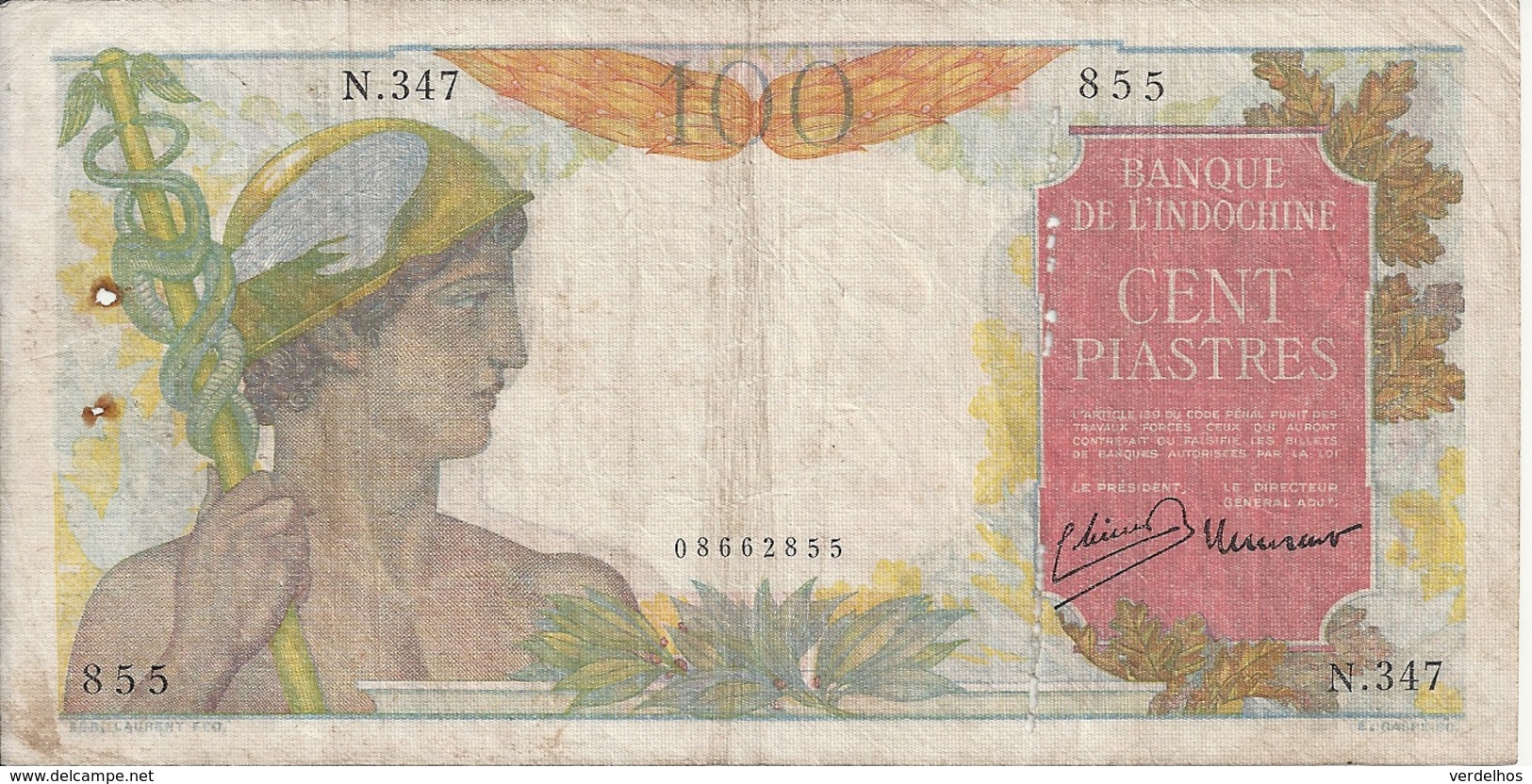 INDOCHINE 100 PIASTRES ND1947-54 VF P 82 - Indochine