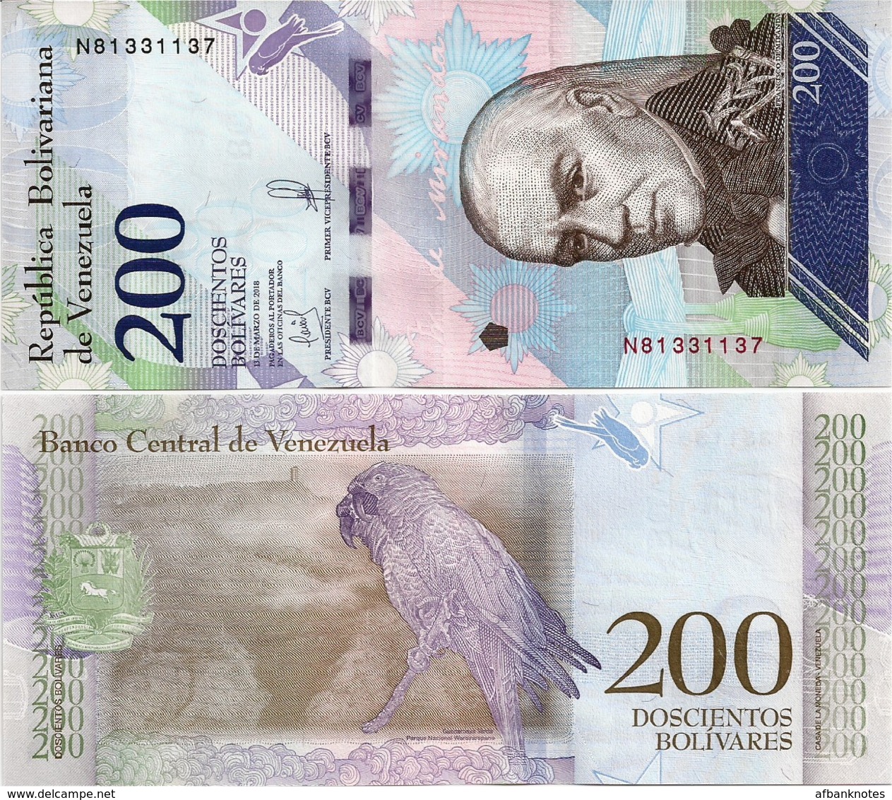 VENEZUELA       200 Bolívares       P-New       13.3.2018       UNC - Venezuela