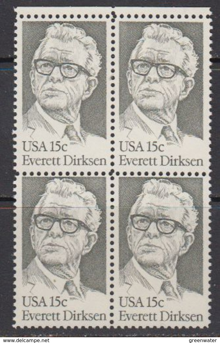 USA 1981 Everett Dirksen 1v Bl Of 4 ** Mnh (41801D) - Nuevos