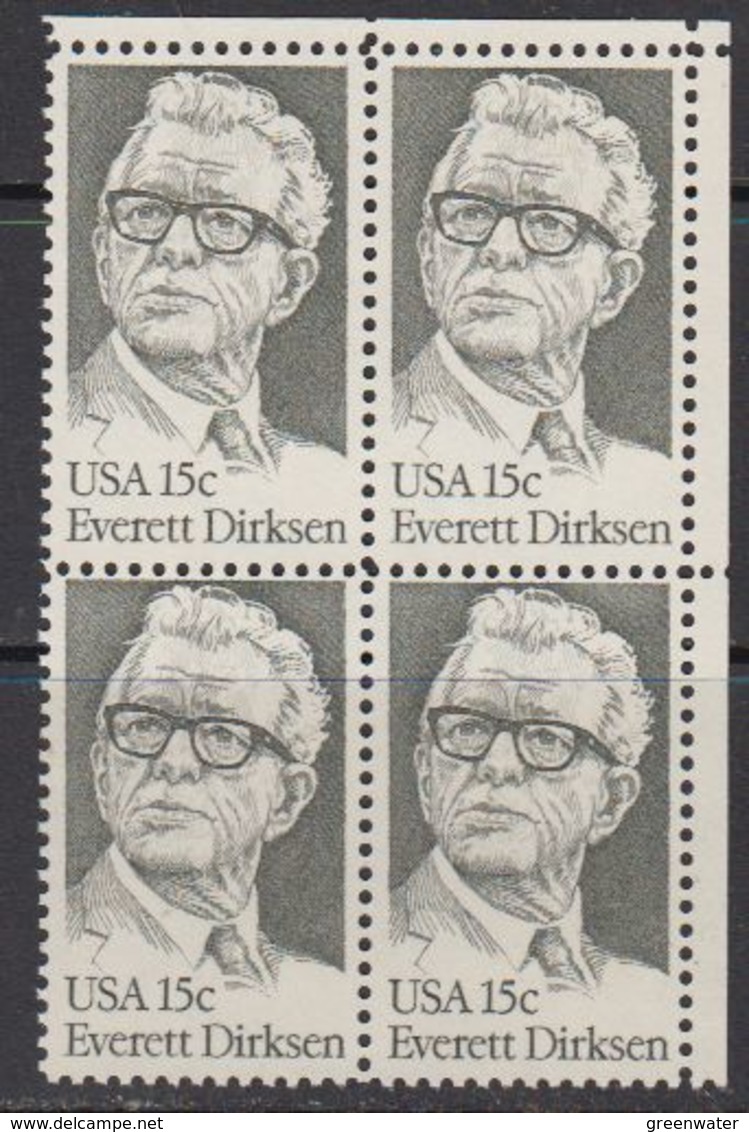 USA 1981 Everett Dirksen 1v Bl Of 4 (corner) ** Mnh (41801E) - Ongebruikt