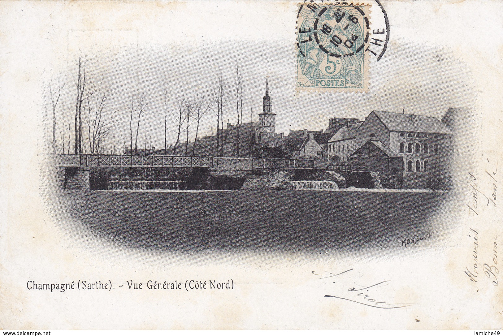 CHAMPAGNE (Sarthe) Vue Générale (côté Nord) Circulée Timbrée 1904 - Autres & Non Classés