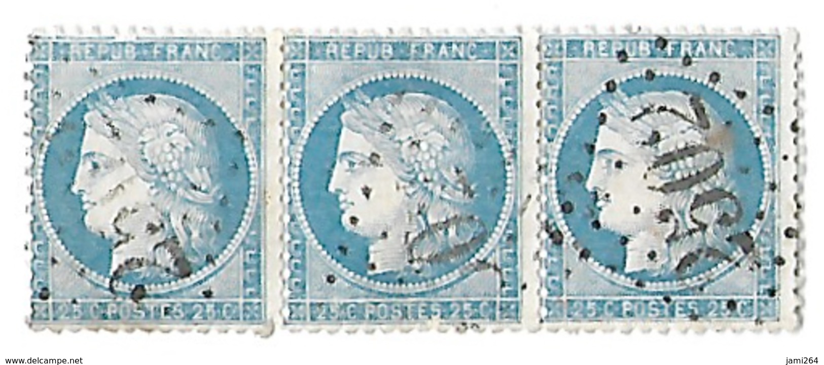 TIMBRE )  60/1 ;BANDE DE TROIS 134/135/136 A2 A2;  TTB - 1871-1875 Cérès