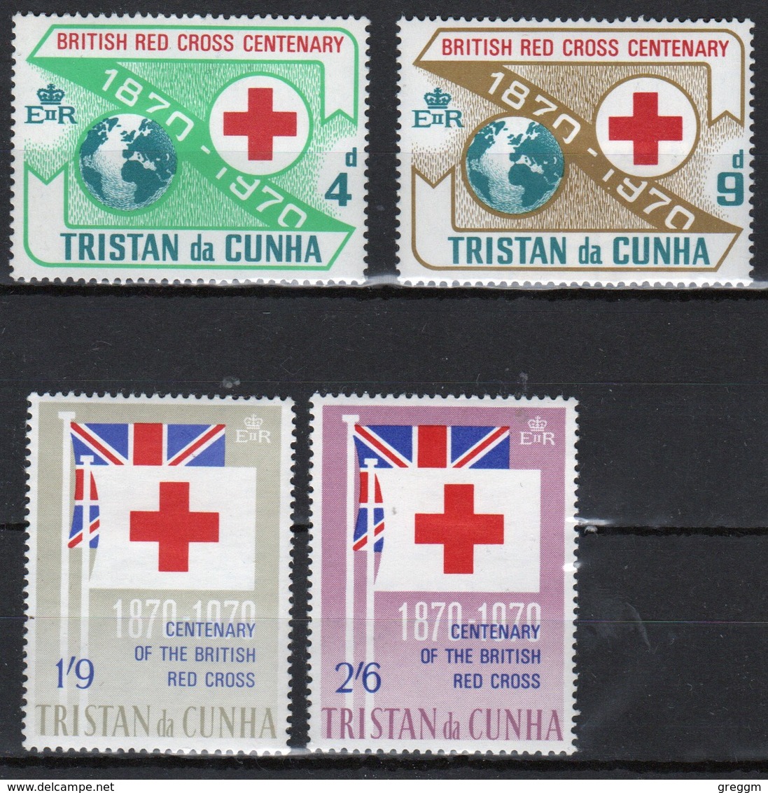 Red Cross Tristan Da Cunha 1970 Set Of Stamps Celebrating The Centenary Of The British Red Cross. - Cruz Roja