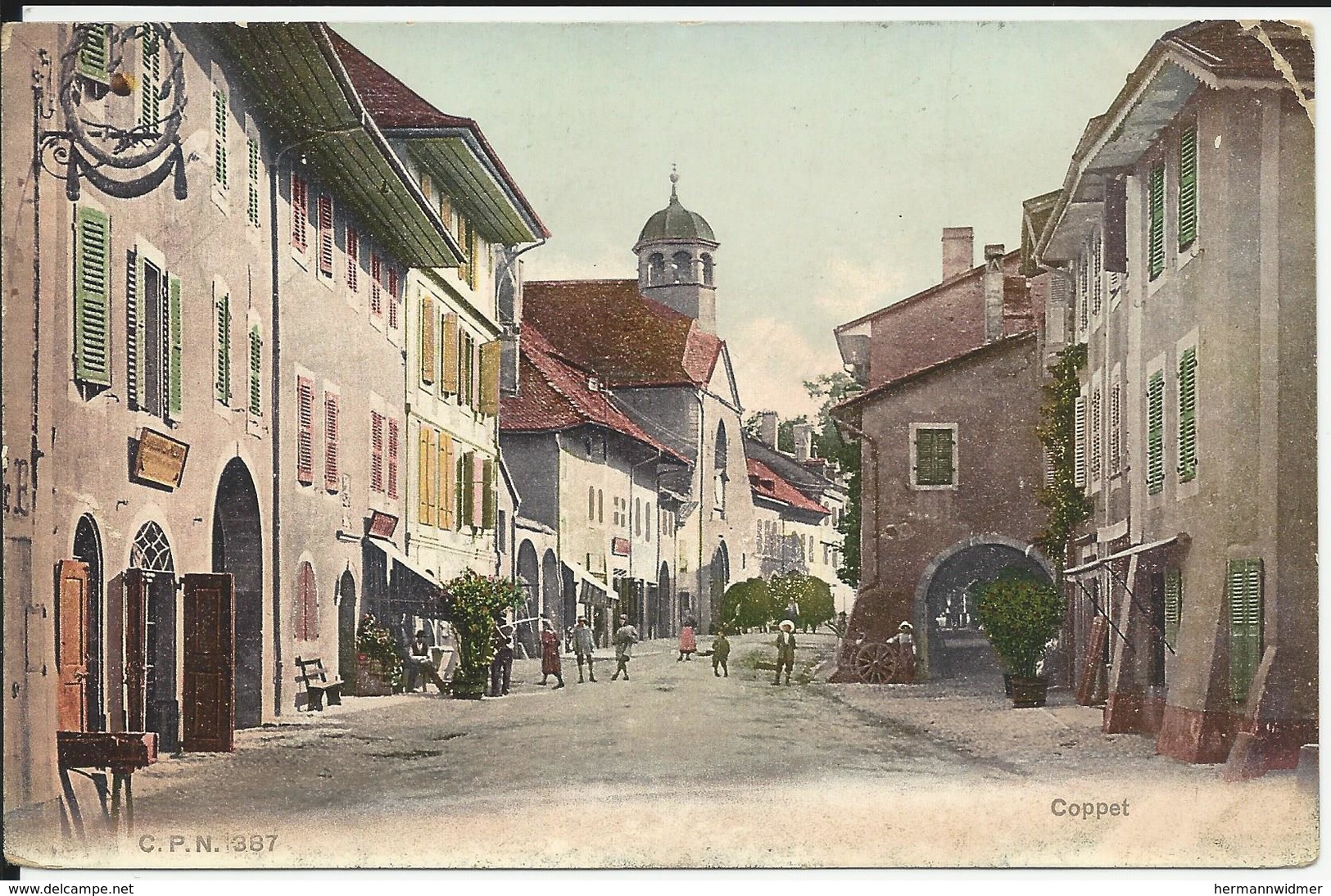 82, Type Chiffre, Vert, Obl. Ambulant 17.VII.06, Verso Carte Du Bourg De Coppet - Storia Postale